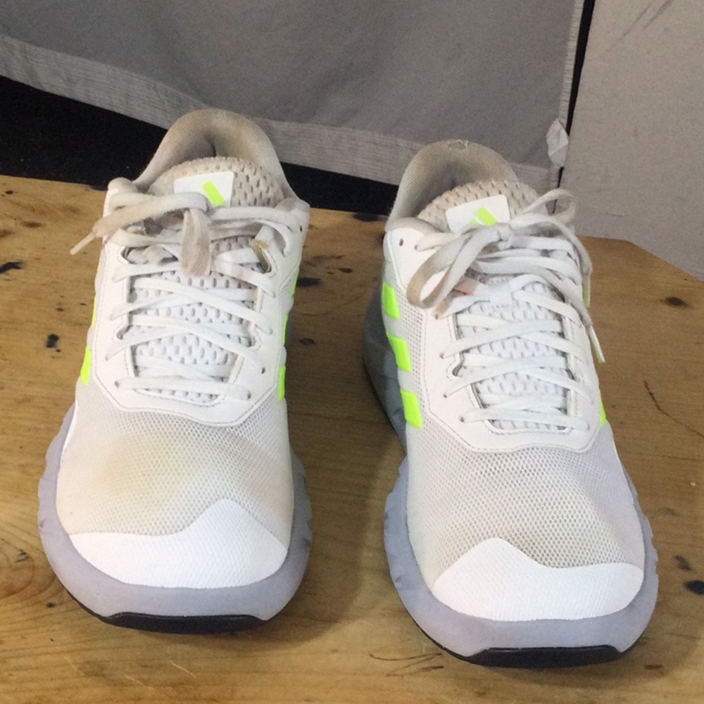 Kids White Sneakers with Neon Yellow Accents